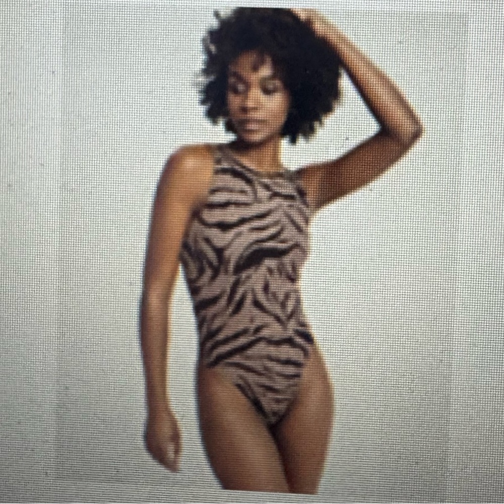 Bar III Chelsea Zebra Print Jersey Bodysuit